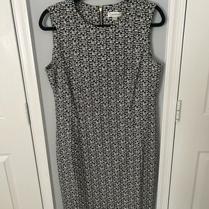 Calvin Klein Black & White Printed Midi Sheath Dress